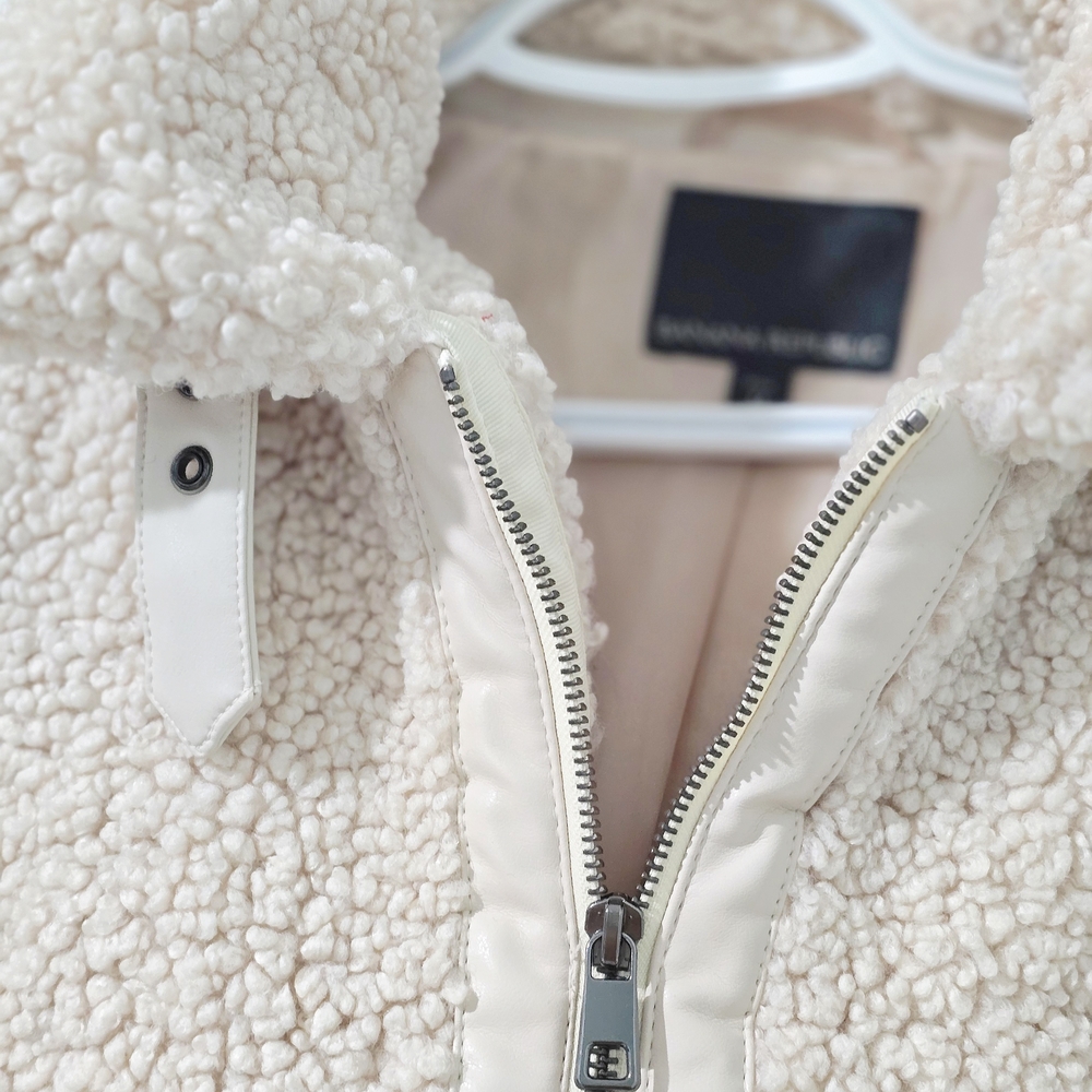Banana Republic Women's Petite Sherpa Bomber Jacket Size M - Picture 6 of 14